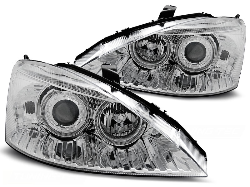 Predné svetlá Ford Focus 01-04 Angel Eyes Chrome - 45
