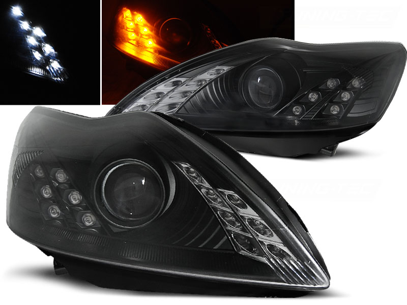 Predné svetlá Ford Focus 08-10 s smerovkami LED Black