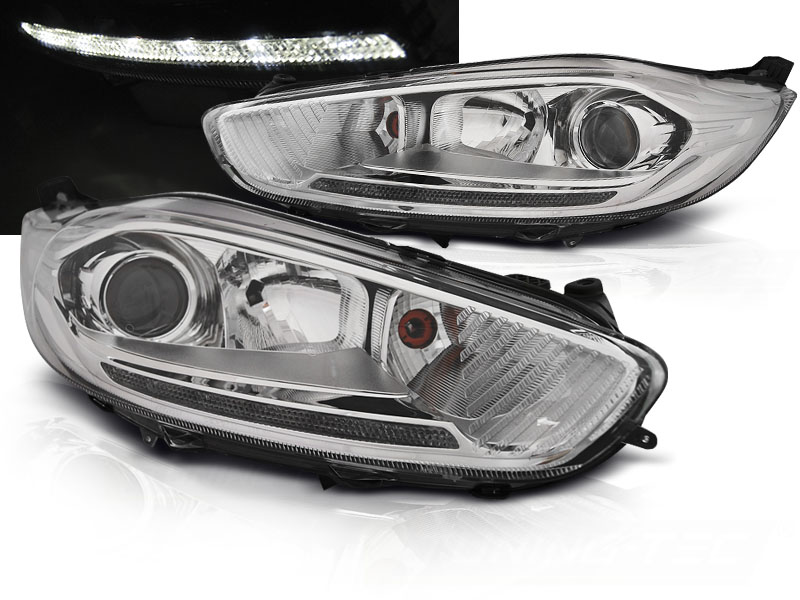 Predné svetlá Ford Fiesta MK7 13-16 DRL LED Chrome