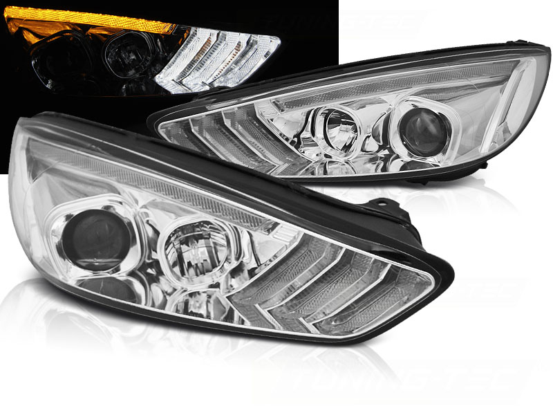 Predné svetlá Ford Focus 3 15-18 DRL Dynamic Chrome
