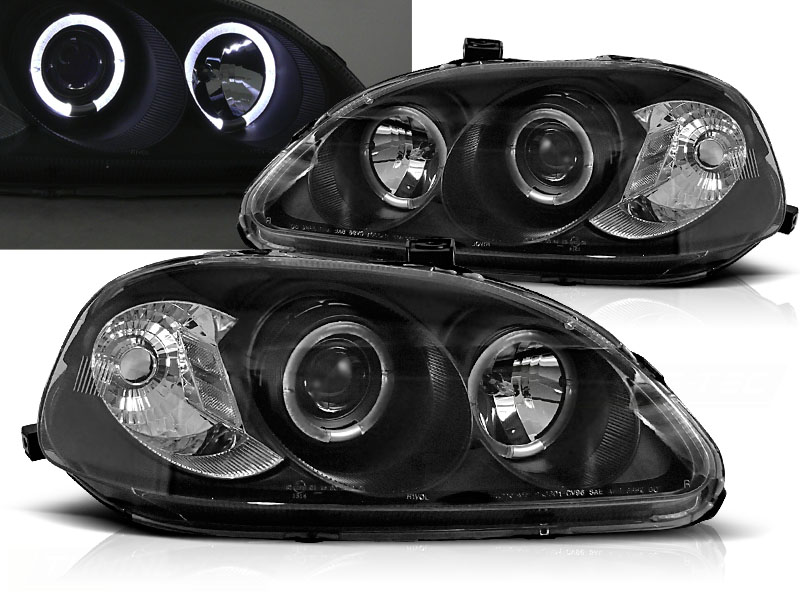 Predné svetlá Honda Civic 95-99 Angel Eyes Black