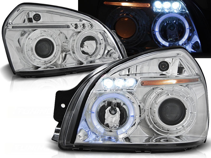 Predné svetlá Hyundai Tucson 04-10 Angel Eyes Chrome