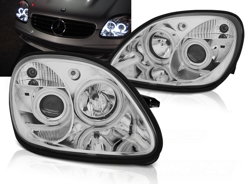 Predné svetlá Mercedes SLK R170 96-04 Angel Eyes Chrome