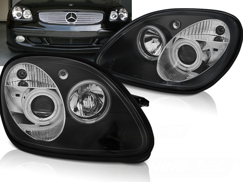 Predné svetlá Mercedes SLK R170 96-04 Angel Eyes Black