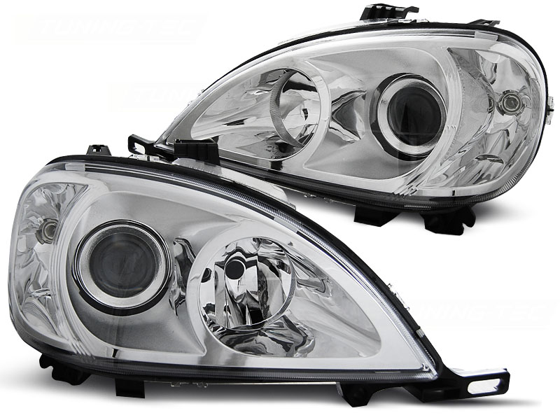 Predné svetlá Mercedes ML W163 98-01 Angel Eyes Chrome