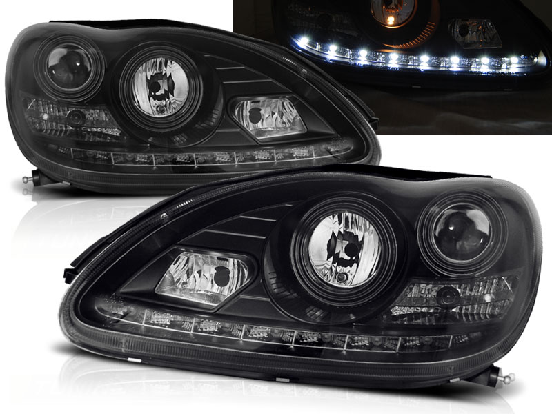 Predné svetlá Mercedes W220 S 98-05 Devil Eyes Black