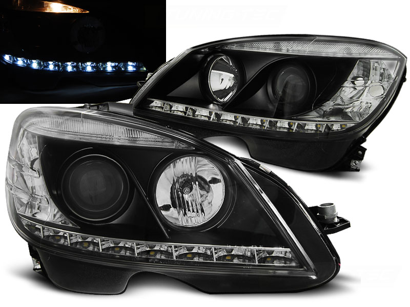 Predné svetlá Mercedes W204 07-10 H7 Black
