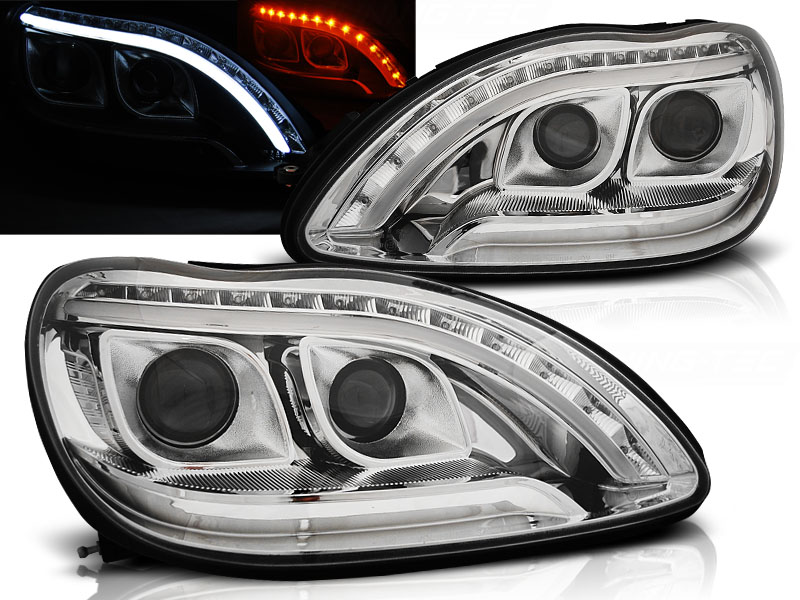 Predné svetlá Mercedes S W220 98-05 Tube Light Chrome