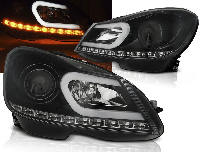 Predné svetlá Mercedes W204 11-14 Tube Light Black
