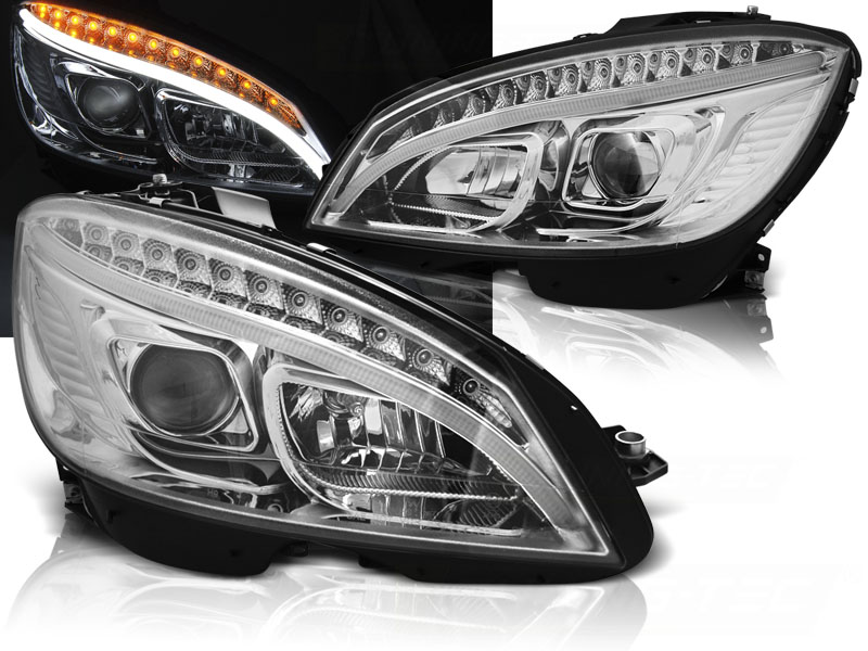 Predné svetlá Mercedes W204 07-10 H7 Tube Light Chrome