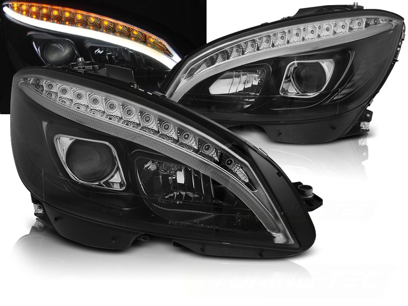 Predné svetlá Mercedes W204 07-10 H7 Tube Light Black