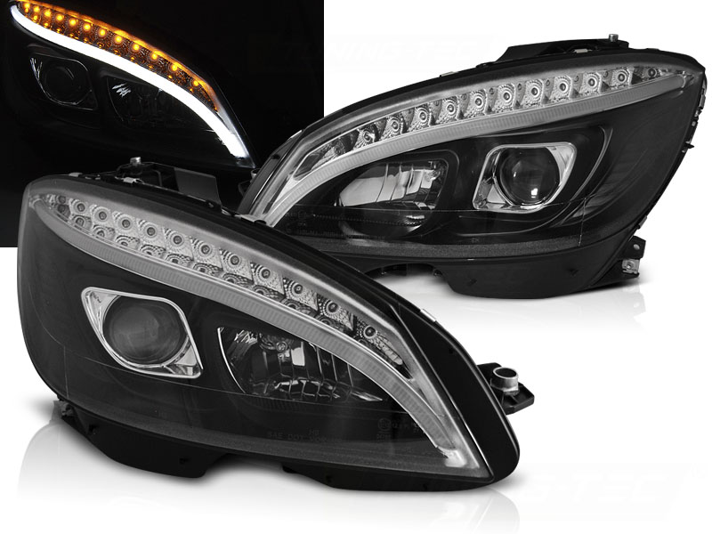 Predné svetlá Mercedes W204 07-10 H7 Tube Light LED Dynamic Black