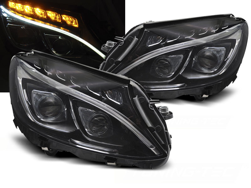 Predné svetlá Mercedes C W205 14-18 True DRL Black