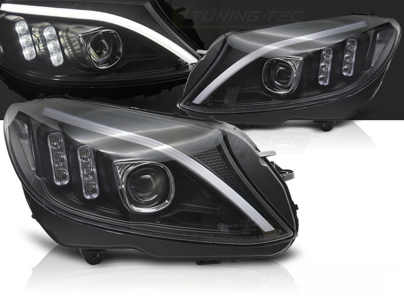 Predné svetlá Mercedes C W205 14-18 Tube LED Black