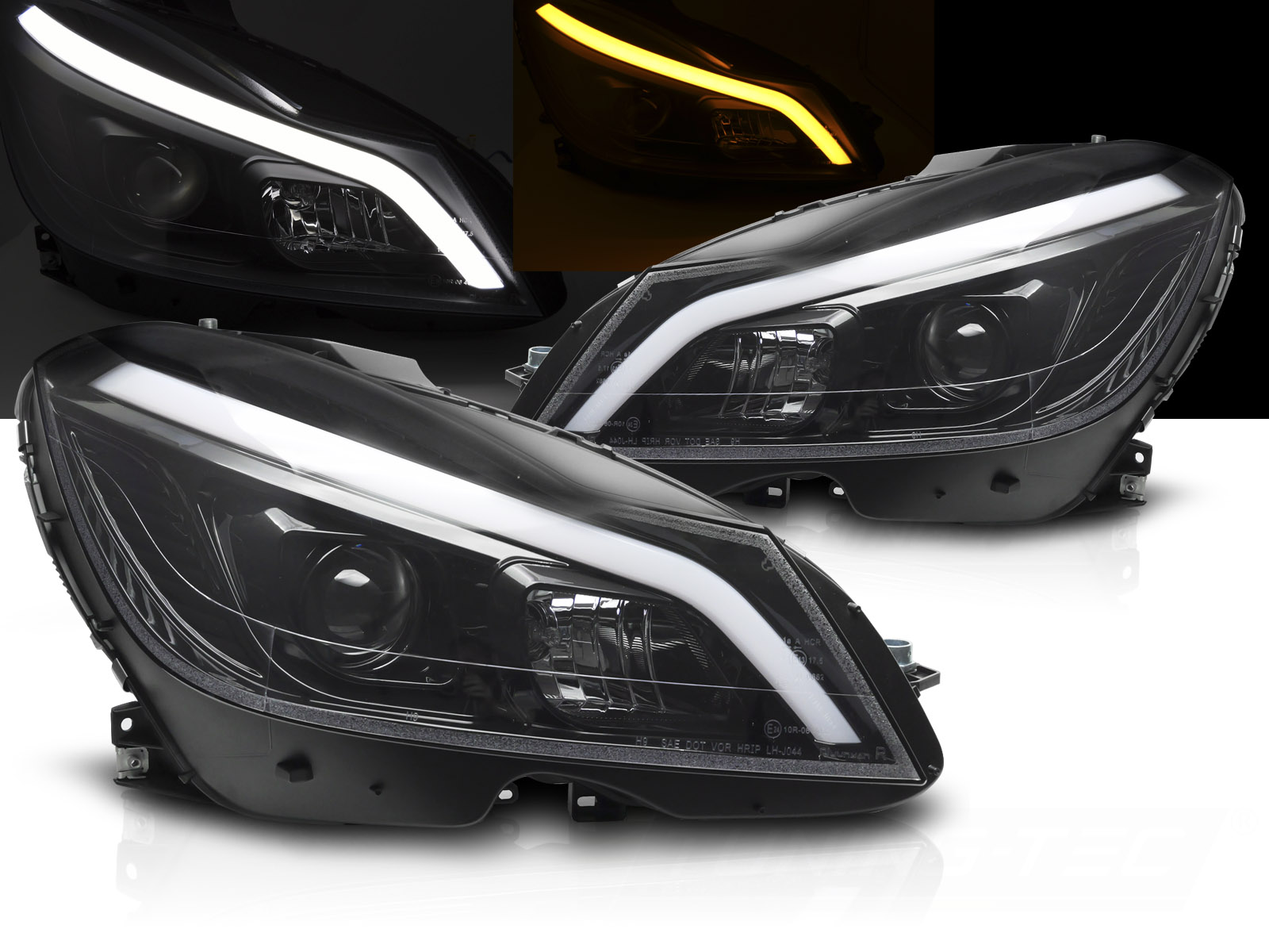 Predné svetlá Mercedes W204 11-14 Dynamic Glossy Black