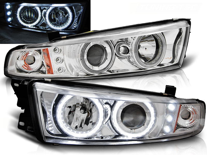 Predné svetlá Mitsubishi Galant 8 EA0 96-06 Angel Eyes Chrome