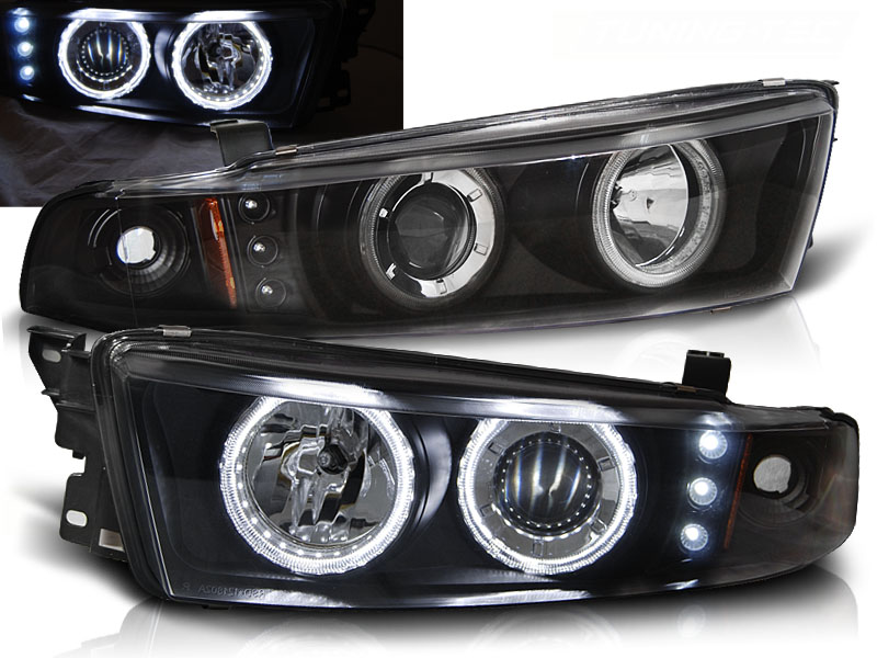 Predné svetlá Mitsubishi Galant 8 EA0 96-06 Angel Eyes Black