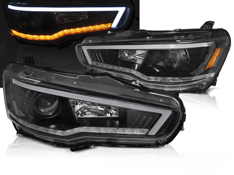 Predné svetlá Mitsubishi Lancer 8 08-16 Tube Light Black