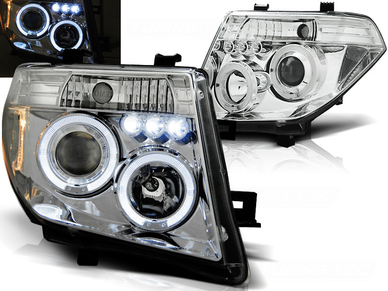 Predné svetlá Nissan Navara D40 Pathfinder Angel Eyes Chrome
