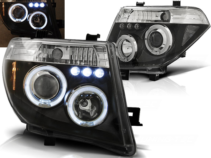 Predné svetlá Nissan Navara D40 Pathfinder Angel Eyes Black
