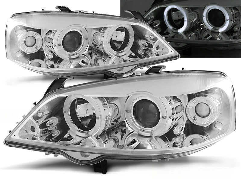 Predné svetlá Opel Astra G 97-04 Angel Eyes Chrome - 12