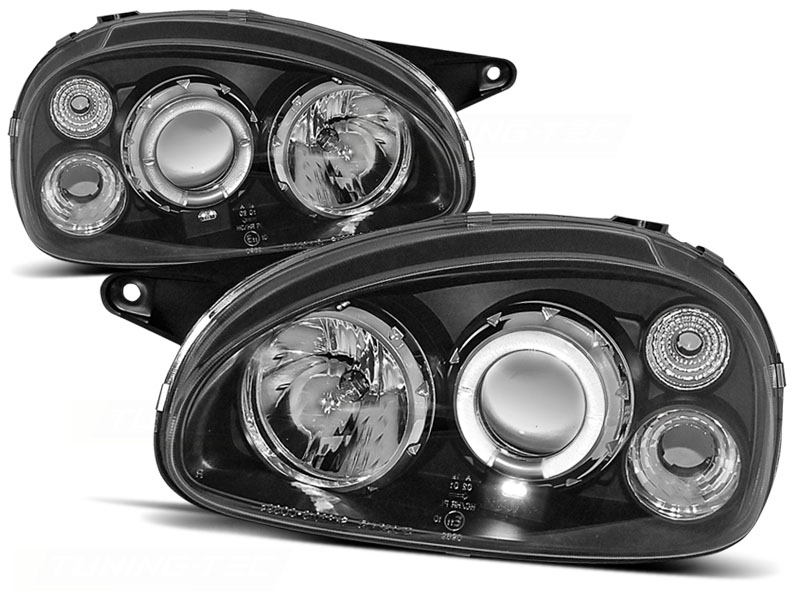 Predné svetlá Opel Corsa B 93-00 Angel Eyes Black - 14