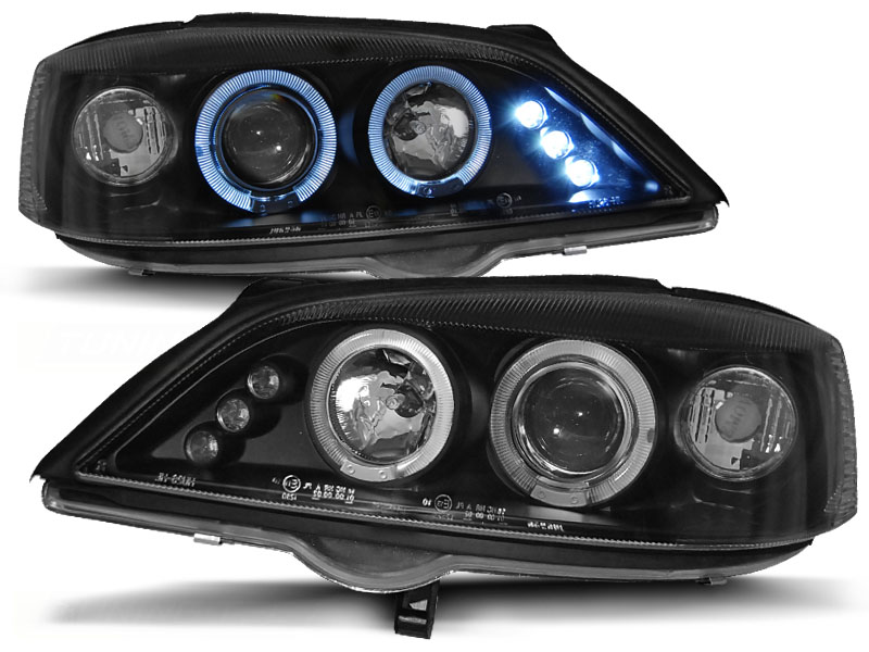 Predné svetlá Opel Astra G 97-04 Angel Eyes Black - 18