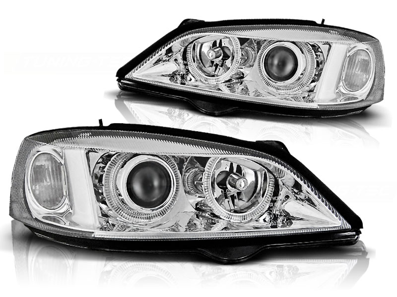 Predné svetlá Opel Astra G 97-04 Depo Angel Eyes Chrome