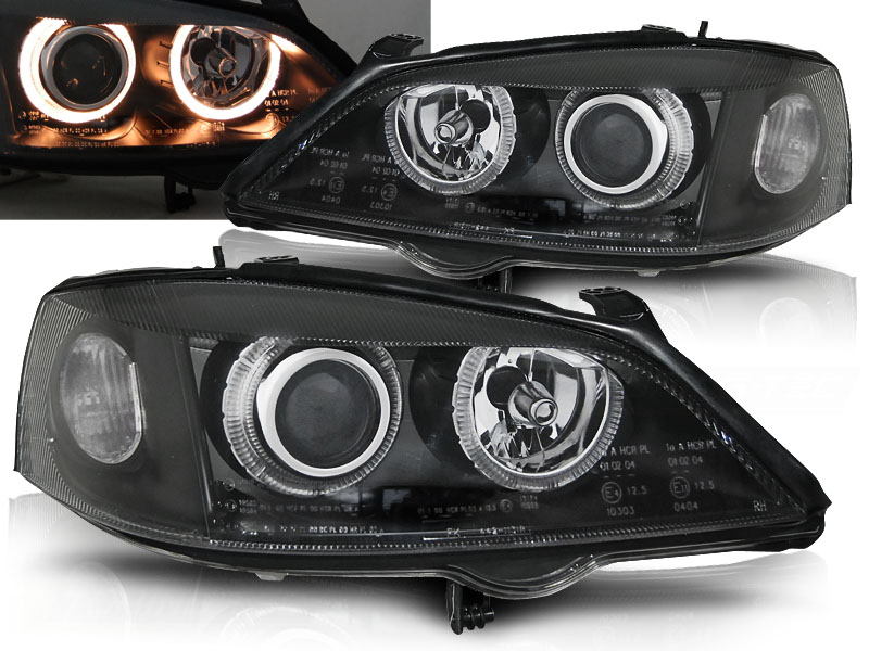 Predné svetlá Opel Astra G 97-04 Depo Angel Eyes Black