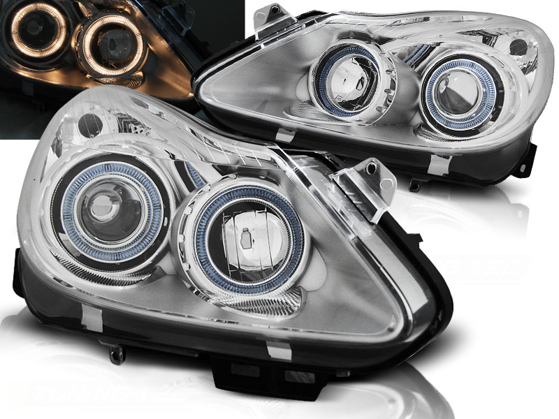 Predné svetlá Opel Corsa D 06-11 Depo Angel Eyes Chrome