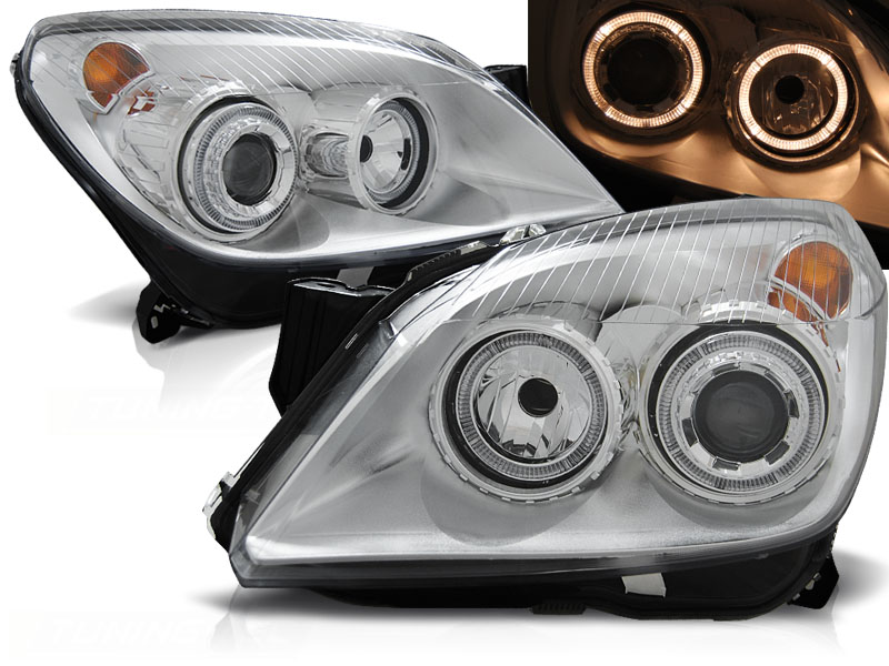 Predné svetlá Opel Astra H 04-09 Angel Eyes Chrome