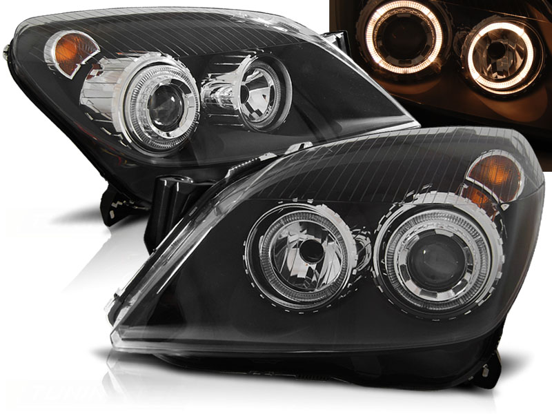 Predné svetlá Opel Astra H 04-09 Angel Eyes Black