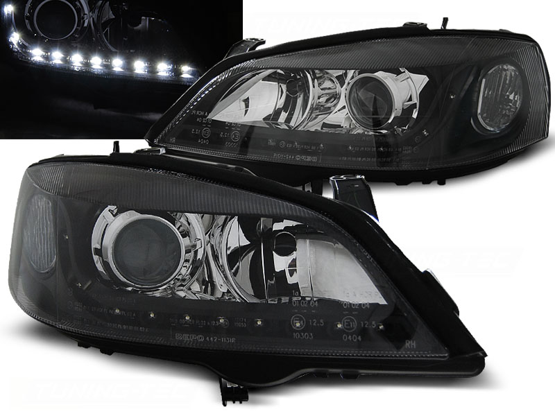 Predné svetlá Opel Astra G 97-04 Devil Eyes Black - 82
