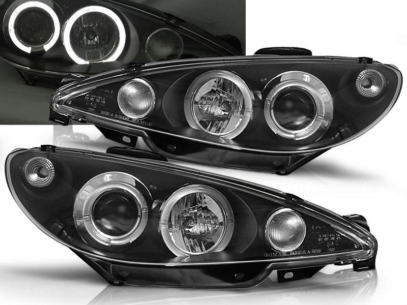 Predné svetlá Peugeot 206 02-08 Angel Eyes Black - 03