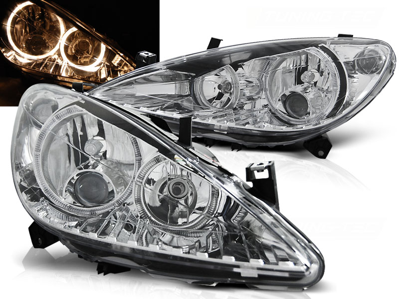 Predné svetlá Peugeot 307 01-05 Angel Eyes Chrome