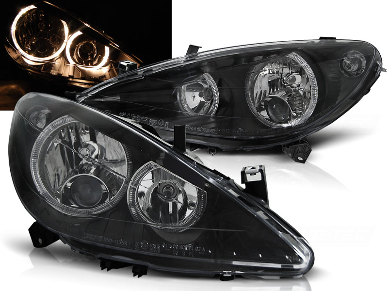 Predné svetlá Peugeot 307 01-05 Angel Eyes Black