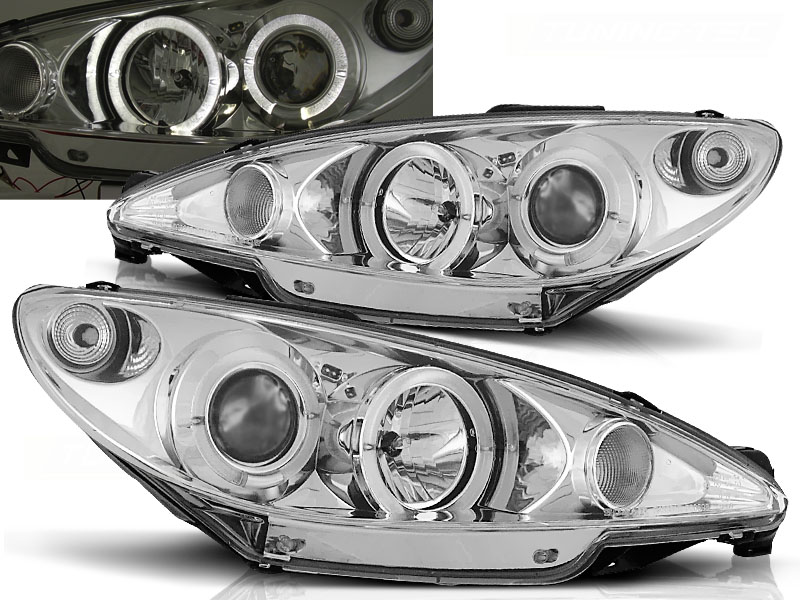 Predné svetlá Peugeot 206 99-02 Angel Eyes Chrome