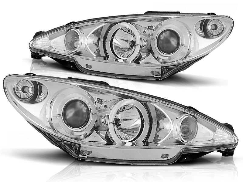Predné svetlá Peugeot 206 02-08 Angel Eyes Chrome - 07