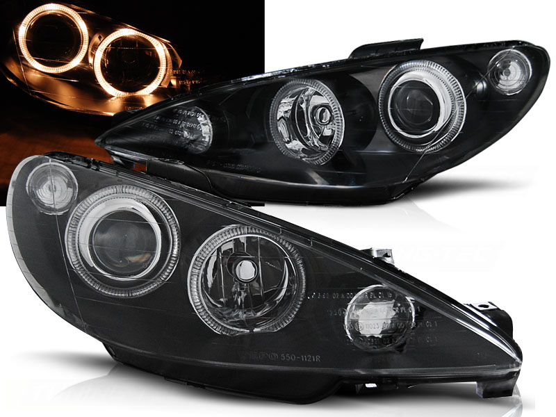 Predné svetlá Peugeot 206 02-08 Angel Eyes Black - 27