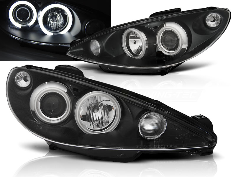 Predné svetlá Peugeot 206 02-08 CCFL Angel Eyes Black