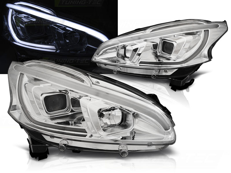 Predné svetlá Peugeot 208 12-15 Tube Light Chrome