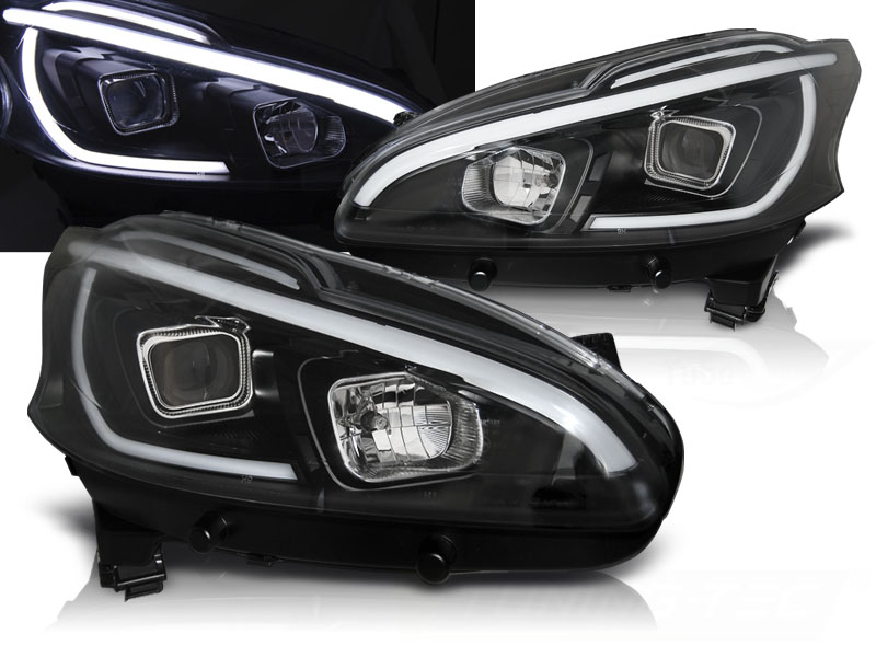 Predné svetlá Peugeot 208 12-15 Tube Light Black