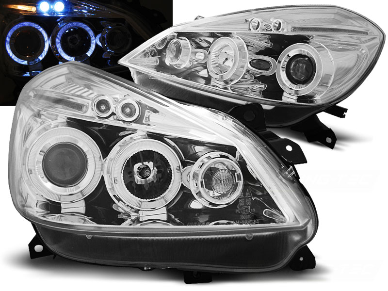 Predné svetlá Renault Clio 05-09 Angel Eyes Chrome