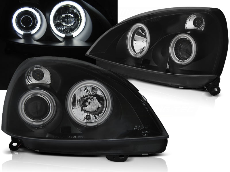 Predné svetlá Renault Clio 01-05 CCFL Angel Eyes Black