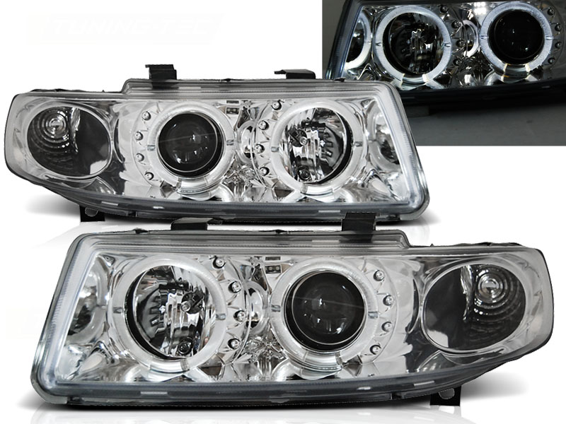 Predné svetlá Seat Toledo Leon 99-04 Angel Eyes Chrome