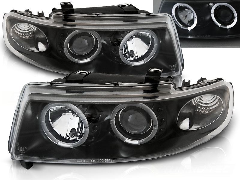 Predné svetlá Seat Toledo Leon 99-04 Angel Eyes Black