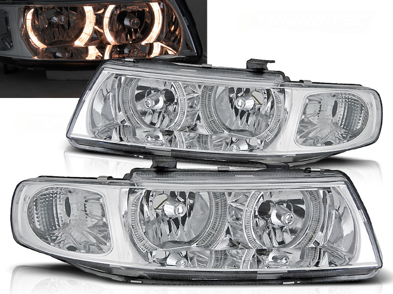 Predné svetlá Seat Leon/Toledo 99-04 Angel Eyes Chrome
