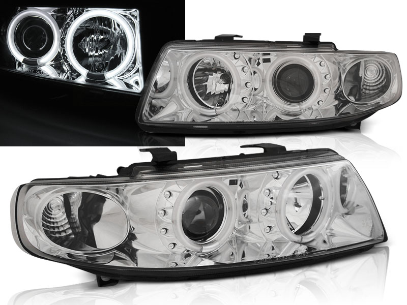 Predné svetlá Seat Toledo Leon 99-04 CCFL Angel Eyes Chrome
