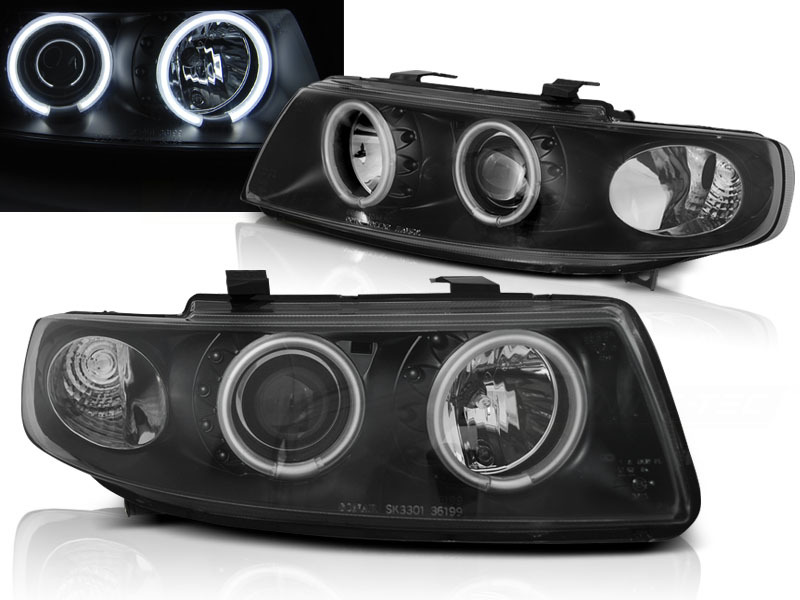 Predné svetlá Seat Toledo Leon 99-04 CCFL Angel Eyes Black