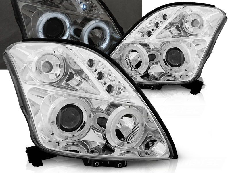 Predné svetlá Suzuki Swift 05-10 Angel Eyes Chrome